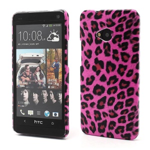 Leopard Skin Hard Protective Case Shell for HTC One M7 801e - Orange / Rose