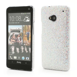 Glittery Sequins Plastic Case Cover for HTC One M7 801e - Silver