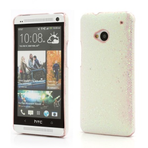Glittery Sequins Plastic Case Shell for HTC One M7 801e - Light Pink