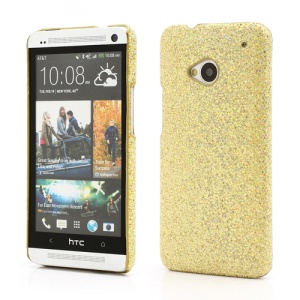 Glittery Sequins Plastic Case Cover for HTC One M7 801e - Gold