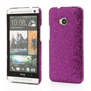 Glittery Sequins Plastic Case Cover for HTC One M7 801e - Purple
