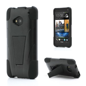 Plastic & Silicone Defender Case Cover w/ Kickstand for HTC One M7 801e