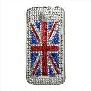 Union Jack Flag Rhinestone Hard Case for HTC One X S720e / One XL / One X Plus