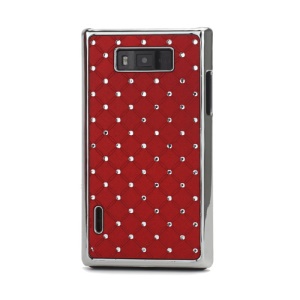 Baby-Breath Rhinestone Plating Hard Shell Case  for LG Optimus L7 P700 P705 - Red
