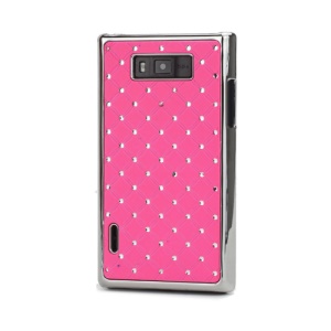 Baby-Breath Rhinestone Plating Hard Shell Case  for LG Optimus L7 P700 P705 - Hot Pink