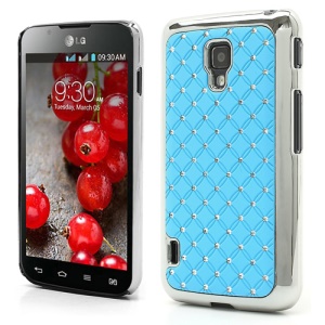 Starry Sky Rhinestone Electroplating Hard Cover for LG Optimus L7 II Dual P715 Duet+ - Light Blue