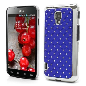 Starry Sky Rhinestone Electroplating Hard Cover for LG Optimus L7 II Dual P715 Duet+ - Dark Blue