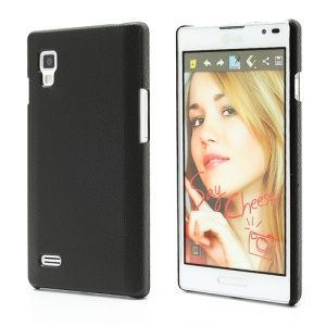 Leather Textured Hard Protective Case for LG Optimus L9 P760 P765 P768 - Black
