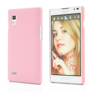 Leather Textured Hard Case Cover for LG Optimus L9 P760 P765 P768 - Pink
