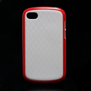 Cube Pattern TPU and Plastic Hybrid Case Shell for BlackBerry Q10 - White / Red