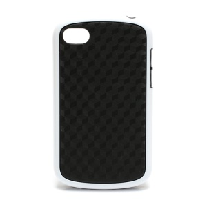 Cube Style TPU & Plastic Hybrid Cover Case for BlackBerry Q10 - Black / White