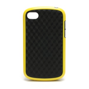 Cube Style TPU & Plastic Hybrid Cover Case for BlackBerry Q10 - Black / Yellow