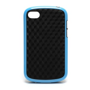 Cube Style TPU & Plastic Hybrid Cover Case for BlackBerry Q10 - Black / Blue