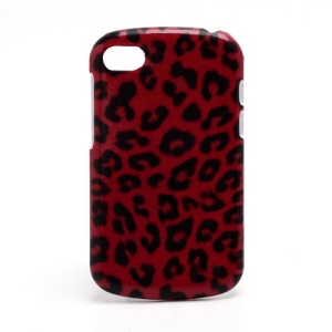 Leopard Leather Coated Plastic Case Cover for BlackBerry Q10 - Red