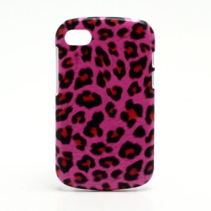 Leopard Leather Coated Plastic Case Cover for BlackBerry Q10 - Red / Rose
