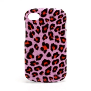 Leopard Leather Coated Plastic Case Shell for BlackBerry Q10 - Orange / Pink