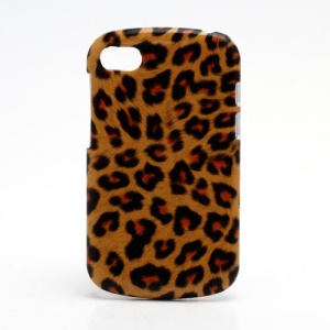 Leopard Leather Coated Plastic Case Shell for BlackBerry Q10 - Orange / Brown