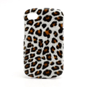 Leopard Leather Coated Plastic Case Shell for BlackBerry Q10 - Orange / White