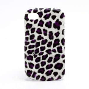Leopard Leather Coated Plastic Case Cover for BlackBerry Q10 - Purple / White