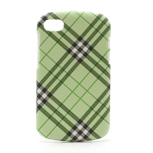 Plaid Leather Coated Plastic Case Cover for BlackBerry Q10 - Green