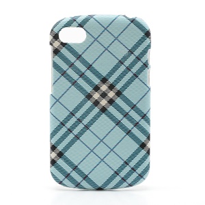 Plaid Leather Coated Plastic Case Cover for BlackBerry Q10 - Blue