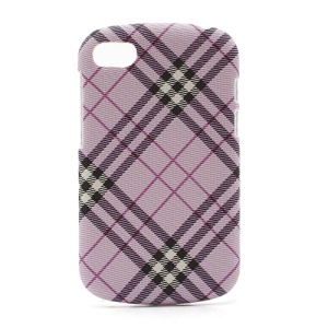 Plaid Leather Coated Plastic Case Cover for BlackBerry Q10 - Purple