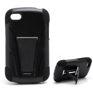 Plastic &amp; Silicone Hybrid Kickstand Case Cover for BlackBerry Q10
