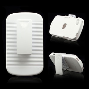 Multifunctional Anti-slip Slide Hard Case with Swivel Belt Clip Stand for BlackBerry Q10 - White