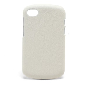 Litchi Leather Skin Textured Plastic Case Cover for BlackBerry Q10 - White