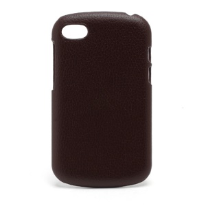 Litchi Leather Skin Textured Plastic Case Cover for BlackBerry Q10 - Brown