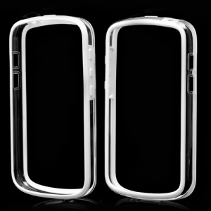Backless TPU &amp; Plastic Hybrid Bumper Frame Cover for BlackBerry Q10 - Transparent / White