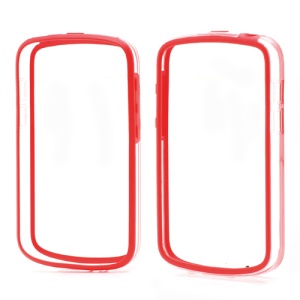 Backless TPU &amp; Plastic Hybrid Bumper Frame Shell for BlackBerry Q10 - Transparent / Red