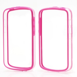Backless TPU &amp; Plastic Hybrid Bumper Frame Shell Case for BlackBerry Q10 - Transparent / Rose