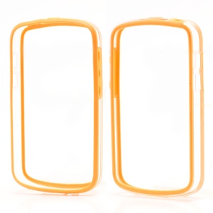 Backless TPU &amp; Plastic Hybrid Bumper Frame Cover Case for BlackBerry Q10 - Transparent / Orange