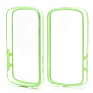 BlackBerry Q10 TPU &amp; Plastic Hybrid Backless Bumper Frame Case - Transparent / Green