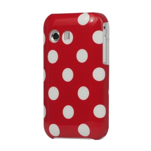 Glossy Polka Dot Plastic Case for Samsung Galaxy Y S5360 - White / Red