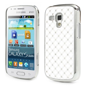 Fish Scale Rhinestone Hard Protective Case for Samsung Galaxy S Duos S7562 - White