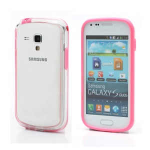 Hybrid Flexible TPU + PC Bumper Case for Samsung Galaxy S Duos S7562 - Pink