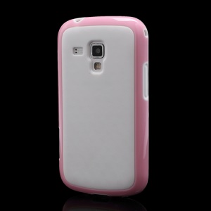 Rhombus Pattern TPU & Plastic Combo Case Accessories for Samsung Galaxy S Duos S7562 - White / Pink