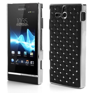 Starry Sky Rhinestone Plating Hard Case for Sony Xperia U ST25a / ST25i Kumquat - Black