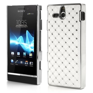 Starry Sky Rhinestone Plating Hard Case for Sony Xperia U ST25a / ST25i Kumquat - White