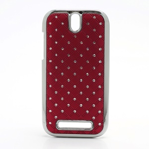 Shiny Starry Sky Rhinestone Hard Back Case for HTC One SV One ST T528t - Red