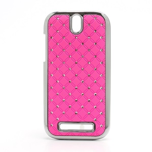 Shiny Starry Sky Rhinestone Hard Back Case for HTC One SV One ST T528t - Pink