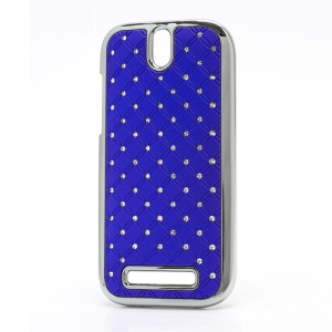 Shiny Starry Sky Rhinestone Hard Back Case for HTC One SV One ST T528t - Dark Blue