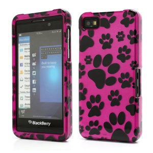 Footprint Design Snap-On Hard Back Case for BlackBerry Z10 BB 10 - Black / Rose