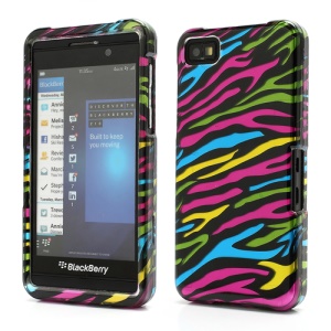 Colorful Zebra Stripe BlackBerry Z10 BB 10 Combo 2 in 1 Snap-On Hard Case Cover