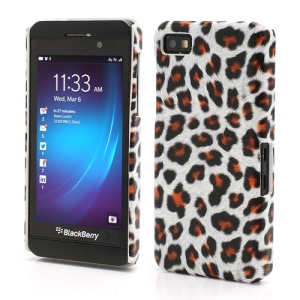 Leopard Skin Protective Hard Case Shell for BlackBerry Z10 BB 10 - Orange / White