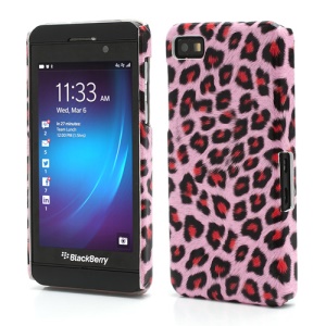 Leopard Skin Protective Hard Case Shell for BlackBerry Z10 BB 10 - Orange / Pink