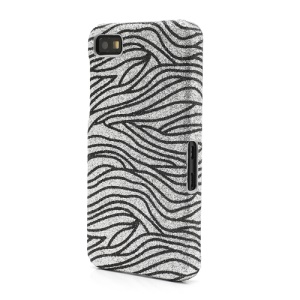 Bling Flashing Powder Zebra Stripe Hard Case for BlackBerry Z10 BB 10 - Black / Silver