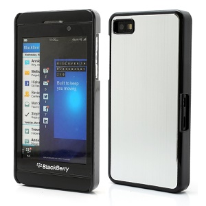Vertical Brushed Aluminum Skin Plastic Hard Case Sheild for BlackBerry Z10 BB 10 - Silver